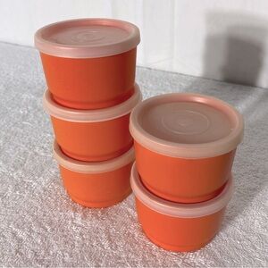 Vintage MCM Tupperware Orange Stackable Snack Cups With Lids 10pcs Cottagecore
